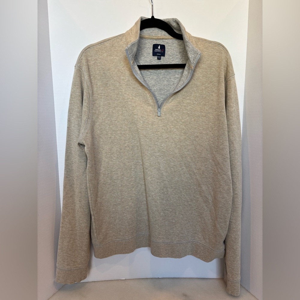 Johnnie-o Hank’s Lightweight Men's Beige Quarter-Zip Sweater